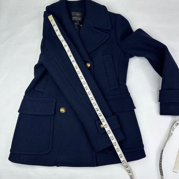 J.Crew By Nello Gori Stadium Cloth Double Breasted Wool Blend Peacoat Navy Sz 6 - Picture 15 of 15